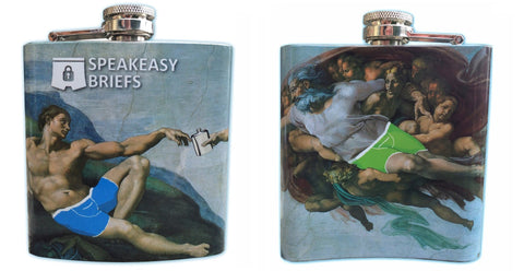 Speakeasy Briefs 6 oz stainless steel flask for stash pocket