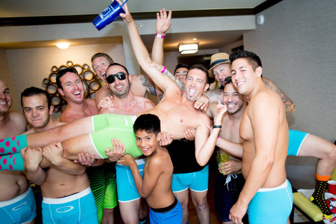 Groomsmen wearing Speakeasy Briefs at the Bachelor's Party